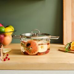 Karaca Amore Borosilikat Cam Derin Tencere 18 Cm