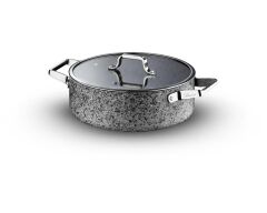 Brioni Stone-H İndüksiyon Tabanlı Çizilmez Basık Tencere - 26 cm