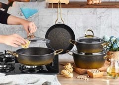 Kahramanlar Fiesta Gold-Siyah 7 Parça Granit Tencere Seti