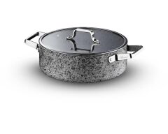 Brioni Stone-H İndüksiyon Tabanlı Çizilmez Basık Tencere - 28 cm