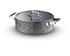 Brioni Stone-H İndüksiyon Tabanlı Çizilmez Basık Tencere - 32 cm
