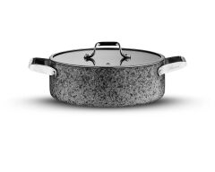 Brioni Stone-H İndüksiyon Tabanlı Çizilmez Basık Tencere - 32 cm
