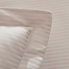 Karaca Home White Collection Vessa 120 Tel %100 Pamuk Çift Kişilik Çizgili Saten Nevresim Takımı Açık Gri