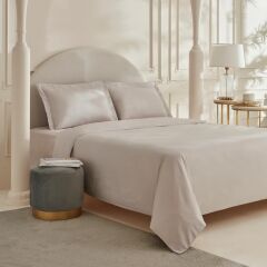 Karaca Home White Collection Vessa 120 Tel %100 Pamuk Çift Kişilik Çizgili Saten Nevresim Takımı Açık Gri