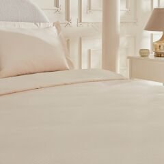 Karaca Home White Collection Vessa 120 Tel %100 Pamuk Saten Çift Kişilik Nevresim Takımı Çizgili Bej