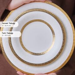 Karaca Royal Bone Charlotte 55 Parça 12 Kişilik Yemek Takımı Gold