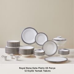 Karaca Royal Bone Kate 55 Parça 12 Kişilik Yemek Takımı Platin