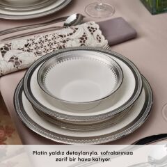 Karaca Royal Bone Kate 55 Parça 12 Kişilik Yemek Takımı Platin