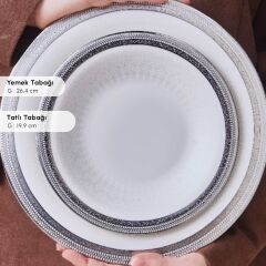Karaca Royal Bone Kate 55 Parça 12 Kişilik Yemek Takımı Platin