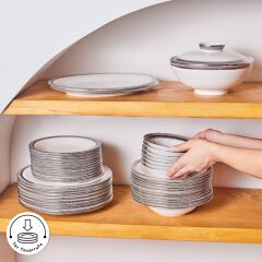 Karaca Royal Bone Kate 55 Parça 12 Kişilik Yemek Takımı Platin