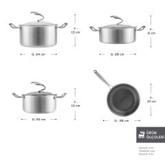 Karaca Powersteel 5Ply 316+ İndüksiyon Tabanlı 7 Parça Çelik Tencere Seti