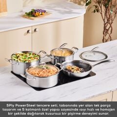 Karaca Powersteel 5Ply 316+ İndüksiyon Tabanlı 7 Parça Çelik Tencere Seti