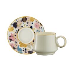 Sandro Moreno 1453 Potpuri Yüzük Gold 12 Parça 6 Kişilik Kahve Fincan Takımı 90 ml