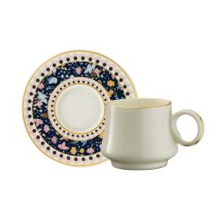 Sandro Moreno 1453 Potpuri Yüzük Gold 12 Parça 6 Kişilik Kahve Fincan Takımı 90 ml
