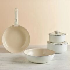 Karaca x Refika Swiss Crystal Almond Cream Easy Clip 7 Parça Tencere Seti