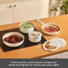 Karaca x Refika Swiss Crystal Almond Cream Easy Clip 9 Parça Tencere Seti