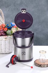 Cooker CKR2007 2.5 Lt Çift Katlı Paslanmaz Çelik Pompalı Termos 2.5 LİTRE - Mor
