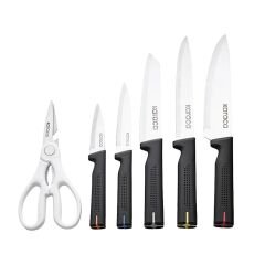 Karaca Yame Kesme Tahtası ve Servis Setli 12 Parça Bıçak Seti Siyah