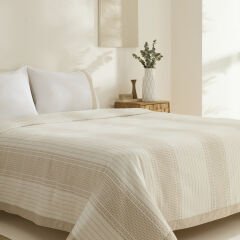 Karaca Home White Coll Rise %100 Pamuk Keten Çift Kişilik Pike Takımı Bej