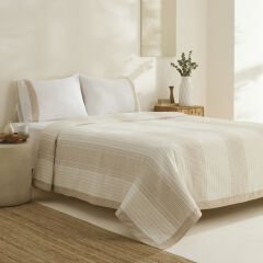 Karaca Home White Coll Rise %100 Pamuk Keten Çift Kişilik Pike Takımı Bej