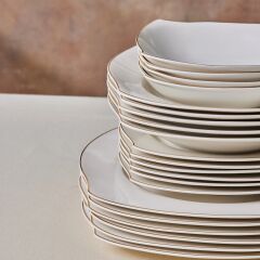 Karaca Square Bone Beyaz Altın 53 Parça 12 Kişilik Yemek Takımı