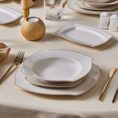 Karaca Square Bone Beyaz Altın 53 Parça 12 Kişilik Yemek Takımı