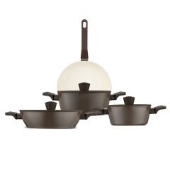 Jumbo Swiss Crystal Brown 7 Parça İndüksiyon Tabanlı Tencere Seti