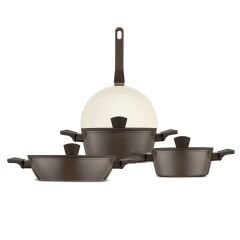 Jumbo Swiss Crystal Brown 7 Parça İndüksiyon Tabanlı Tencere Seti