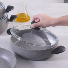 Karaca Biogranit Avanos 7 Parça Tencere Seti Gri