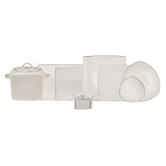 Karaca Square Bone Lucia 60 Parça 12 Kişilik Yemek Takımı Platin