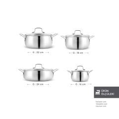 Karaca Arena 8 Parça Çelik Tencere Seti