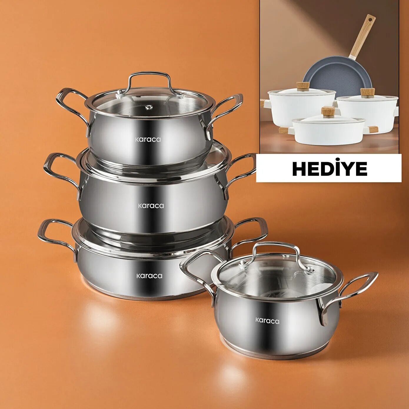 Karaca Arena 8 Parça Çelik Tencere Seti