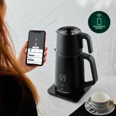 Jumbo x Homend Royaltea Cooltouch 1792H Dokunmatik El Yakmaz Gövdeli Paslanmaz Wifi ile Kontrol Konuşan Çelik Çay Makinesi Siyah
