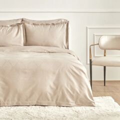Karaca Home White Collection Lush Çift Kişilik Jakar Saten Nevresim Takımı Bej