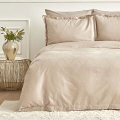 Karaca Home White Collection Lush Çift Kişilik Jakar Saten Nevresim Takımı Bej