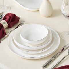 Karaca Stream Bone Saturn 53 Parça 12 Kişilik Yemek Takımı Platin