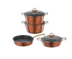 Brioni Copper 7 Parça Tencere Seti - Bakır