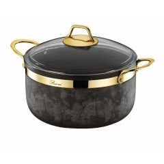 Brioni Royal Stone 7 Parça Tencere Seti - Kumtaşı/Altın