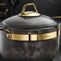 Brioni Royal Stone 7 Parça Tencere Seti - Kumtaşı/Altın