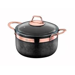 Brioni Royal Stone 7 Parça Tencere Seti - Antrasit/Bakır