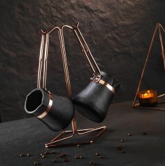 Brioni Royal Stone 3 Parça Cezve Takımı - Antrasit/Bakır