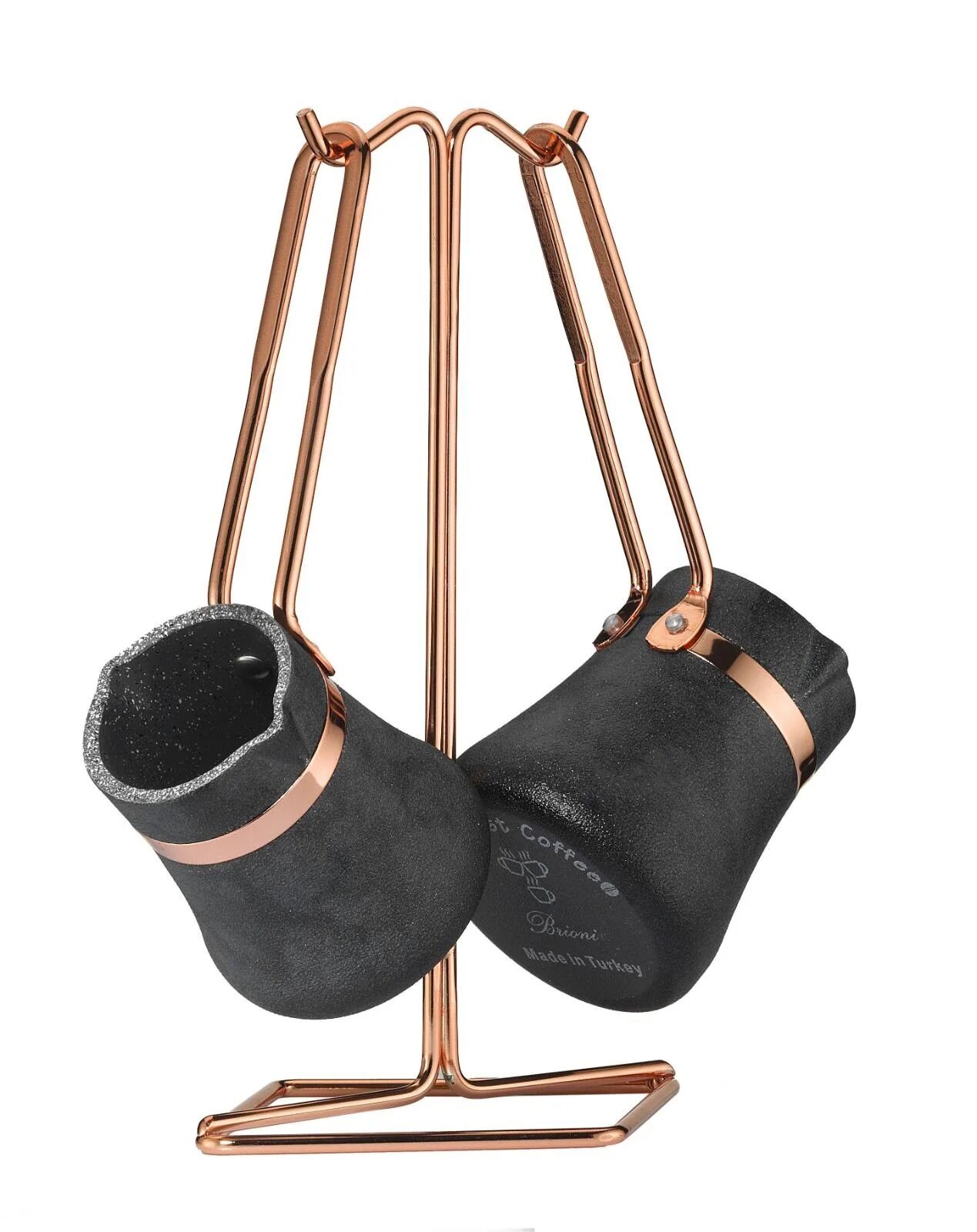 Brioni Royal Stone 3 Parça Cezve Takımı - Antrasit/Bakır