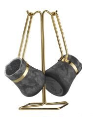 Brioni Royal Stone 3 Parça Cezve Takımı - Kumtaşı/Altın