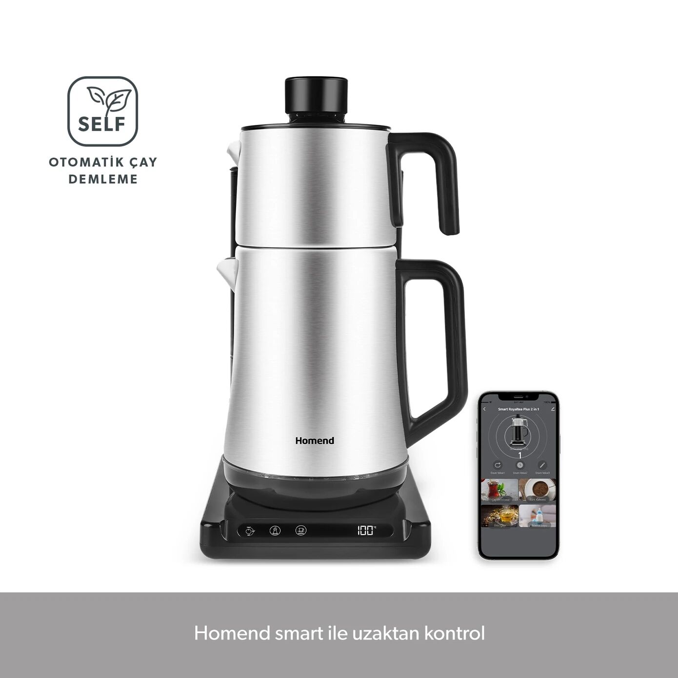 Homend Smart Royaltea Plus 1781H 2 in 1 Wifi Otomatik Çay ve Türk Kahve Makinesi Inox
