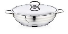 Bestinox 26x8 cm Tel Kulplu Çelik Kapaklı Çelik Kısa Tencere-4.25 Litre