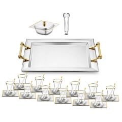 Jumbo Arezzo Gold 40 Parça Çelik Çay Seti
