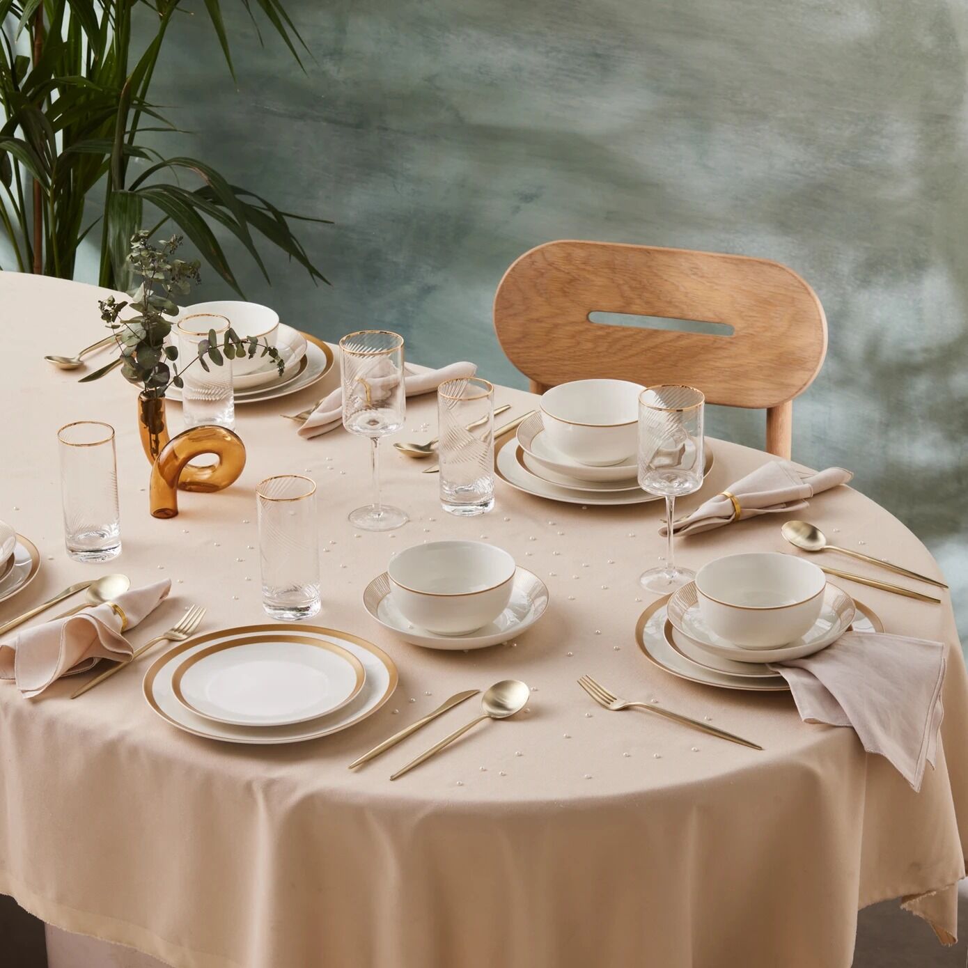 Karaca Forever Bone Gold Line 24 Parça 6 Kişilik Yemek Takımı