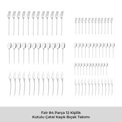 Emsan Fair 84 Parça 12 Kişilik Kutulu Çatal Kaşık Bıçak Takımı