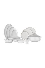 Evaliza Hanedan 2mm Shiny Platin 60 Parça 12 Kişilik Yemek Takımı