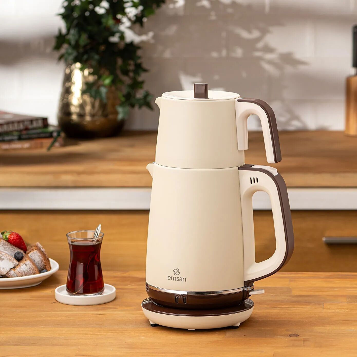 Emsan Nostalji 1737H Paslanmaz Çelik Çay Makinesi Krem